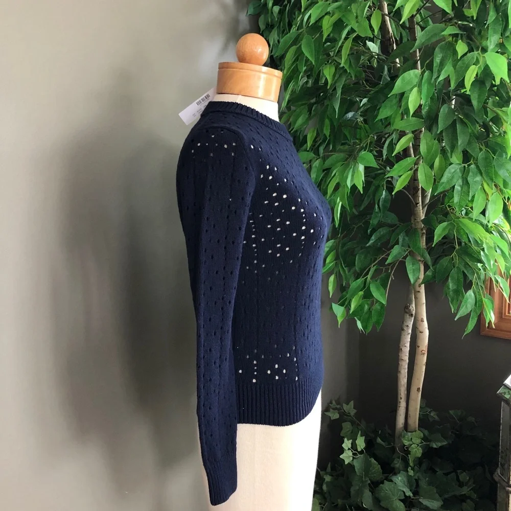 NWT‎ J. Crew Allover Pointelle Crewneck Sweater XXS